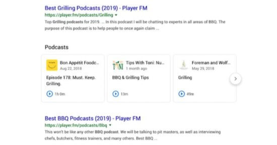 podcasts google serps