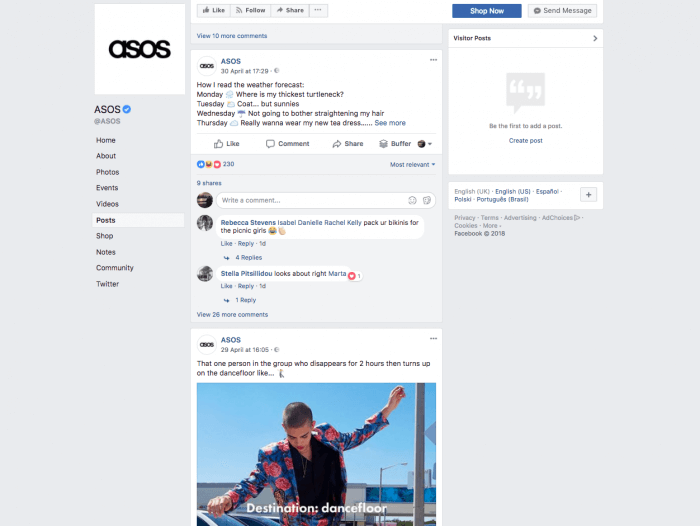 ASOS facebook marketing