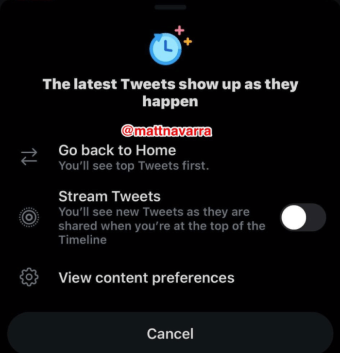 Stream Tweets option